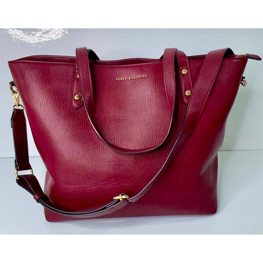 Poppy & Peonies Go-Getter Tote Berry Large Laptop Work Travel Shoulder Bag RARE